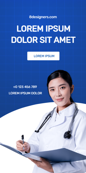 Female asian doctor banner